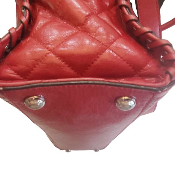 Micheal Kors LE Large Hamilton Chilli Red Hippie Grommet Leather Tote EUC - Picture 12 of 13